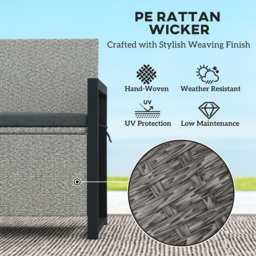 Outsunny 2 Seater Rattan Garden Storage Bench 152L - Size: 86 x 117 x 60cm - Grey - Wilko - thumbnail 7