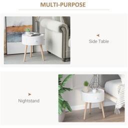 Portland Single Drawer White Round Side Table - Size: 38 x 38 x 45cm - Brown - Wilko - thumbnail 7