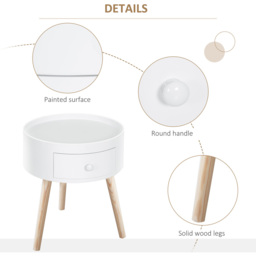 Portland Single Drawer White Round Side Table - Size: 38 x 38 x 45cm - Brown - Wilko - thumbnail 6