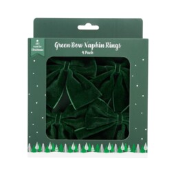 Pack of 4 Bow Napkin Rings Green - All I Want For Christmas - Wilko - thumbnail 3