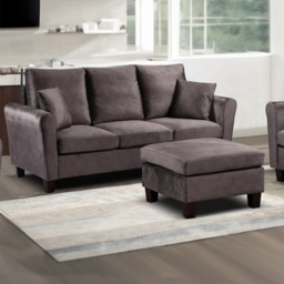 Brooklyn 5 Seater Mottled Mink Brushed Velvet Sofa Set - Brown - Wilko - thumbnail 3