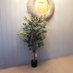 Leaf White and Dark Green Bushy Artificial Ficus Tree in Pot 130cm - Size: 130 x 60 x 60cm - Wilko - thumbnail 3