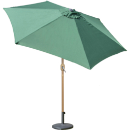 Gardenkraft Dark Green Crank and Tilt Wooden Parasol 2.7m - Wilko - thumbnail 1