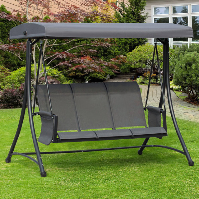 Outsunny 3 Seater Charcoal Grey Swing Chair with Canopy - Wilko - image 1