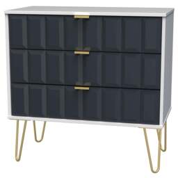 Crowndale Cube 3 Drawer Matt Indigo and White Chest of Drawers Ready Assembled - Blue - Wilko - thumbnail 3