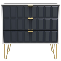Crowndale Cube 3 Drawer Matt Indigo and White Chest of Drawers Ready Assembled - Blue - Wilko - thumbnail 4