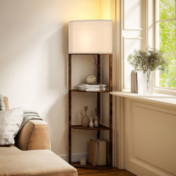 HOMCOM Rustic Brown 3 Shelf Corner Modern Floor Lamp - Size: 48 x 17.5 x 40cm - Wilko - thumbnail 4
