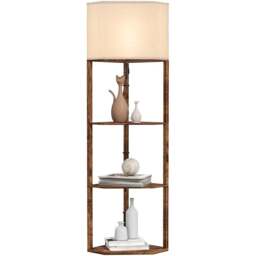 HOMCOM Rustic Brown 3 Shelf Corner Modern Floor Lamp - Size: 48 x 17.5 x 40cm - Wilko - thumbnail 1