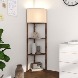 HOMCOM Rustic Brown 3 Shelf Corner Modern Floor Lamp - Size: 48 x 17.5 x 40cm - Wilko - thumbnail 5