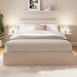 GFW King Size Natural Velvet End Lift Ottoman Bed with Memory Pocket Spring Mattress - Wilko - thumbnail 1