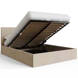 GFW King Size Natural Velvet End Lift Ottoman Bed with Memory Pocket Spring Mattress - Wilko - thumbnail 6