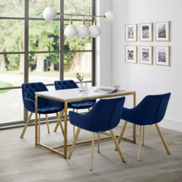 Julian Bowen Scala Dining Table Gold and White Marble Top - Size: 4 Seater - Multi - Wilko - thumbnail 7