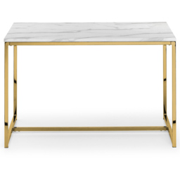 Julian Bowen Scala Dining Table Gold and White Marble Top - Size: 4 Seater - Multi - Wilko - thumbnail 3