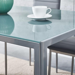 Kosy Koala 6 Seater Faux Leather Glass Dining Set Grey - Wilko - thumbnail 5