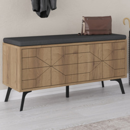 Decortie Dune 4 Door Dark Oak Effect Modern Shoe Storage Bench - Size: 55 x 107 x 35cm - Brown - Wilko