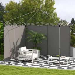Outsunny 2 x 3m Light Grey Gazebo Replacement Side Panel with Zipped Door 2 Pack - Size: 37 x 30 x 10cm - Wilko