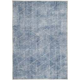 Kukoon Geometric Distressed Denim Blue Washable Rug 240 x 330cm - Wilko