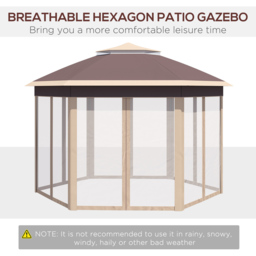 Outsunny 3 x 4m Khaki Metal Frame Hexagon Pop Up Gazebo with Netting - Green - Wilko - thumbnail 5