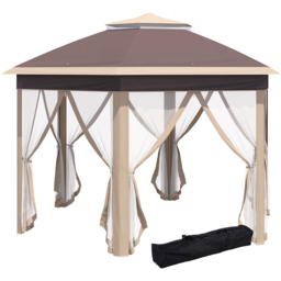 Outsunny 3 x 4m Khaki Metal Frame Hexagon Pop Up Gazebo with Netting - Green - Wilko - thumbnail 3