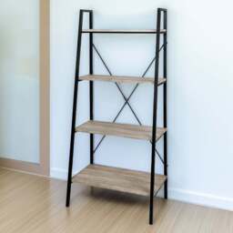 Natural 4 Shelf Ladder Bookcase - Cream - MCC - Wilko