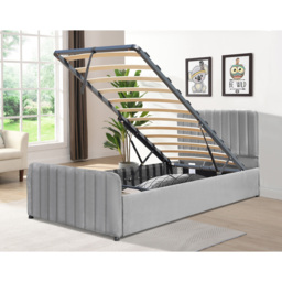Comfy Living Single Light Grey Brushed Velvet Gas Lift Ottoman Bedframe - Wilko - thumbnail 4