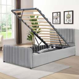 Comfy Living Single Light Grey Brushed Velvet Gas Lift Ottoman Bedframe - Wilko - thumbnail 1