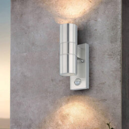 EGLO Riga 2 Light LED Stainless Steel Up and Down Wall Light with Sensor - Size: 6.5 x 11.0 x 21.5cm - Silver - Wilko - thumbnail 3