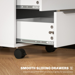 HOMCOM 3 Drawer White Lockable Mobile Filing Cabinet - Wilko - thumbnail 7