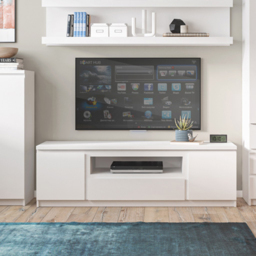 Florence Fribo 2 Door Single Drawer White Wide TV Cabinet - Size: 45 x 165 x 51cm - Wilko - thumbnail 5