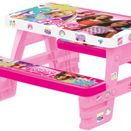 Dolu 4 Seater Kids Pink Licensed Barbie Picnic Table - Size: 42 x 79 x 69cm - Wilko - thumbnail 3