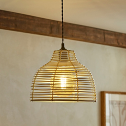 ValueLights Lobster Cream Pot Basket Weave Pendant Shade - Size: 24 x 31 x 31cm - Wilko - thumbnail 3