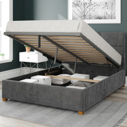 Aspire Caine Super King Charcoal Firenze Velour Ottoman Bed - Grey - Aspire Beds - Wilko - thumbnail 3