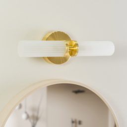 ValueLights Canya Matte Gold 2 Way Up Down Frosted Reeded Glass LED Wall Light 2 Pack - Wilko - thumbnail 4