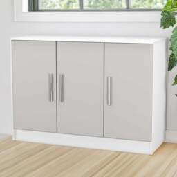 Crowndale Contrast 3 Door Grey Matt and White Sideboard Ready Assembled - Size: 79 x 110 x 39cm - Grey Matt & White - Wilko