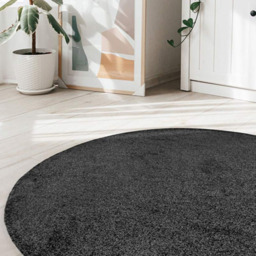 Relay Charcoal Round Rug 200cm - Size: 200 x 200cm - Grey - Homemaker - Wilko - thumbnail 3