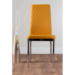 Furniturebox Fonti Valera 4 Seater Dining Set Mustard Yellow and Chrome - Wilko - thumbnail 6