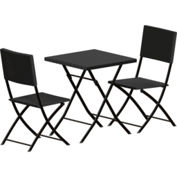 Garden Vida Capri Rattan Effect 2 Seater Bistro Set Black - Wilko - thumbnail 3
