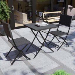 Garden Vida Capri Rattan Effect 2 Seater Bistro Set Black - Wilko - thumbnail 1