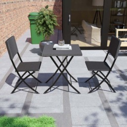Garden Vida Capri Rattan Effect 2 Seater Bistro Set Black - Wilko - thumbnail 4