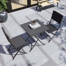 Garden Vida Capri Rattan Effect 2 Seater Bistro Set Black - Wilko - thumbnail 5