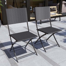 Garden Vida Capri Rattan Effect 2 Seater Bistro Set Black - Wilko - thumbnail 6