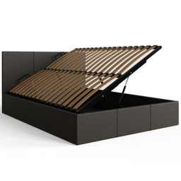 GFW Double Grey Hopsack Fabric Side Lift Ottoman Bed with Bonnell Mattress - Wilko - thumbnail 6