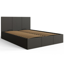 GFW Double Grey Hopsack Fabric Side Lift Ottoman Bed with Bonnell Mattress - Wilko - thumbnail 4