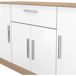Crowndale Contrast 4 Door Single Drawer White Matt and Bardolino Oak Wide Sideboard Ready Assembled - Size: 79 x 144 x 39cm - White Matt & Bardolino O - thumbnail 5
