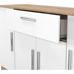 Crowndale Contrast 4 Door Single Drawer White Matt and Bardolino Oak Wide Sideboard Ready Assembled - Size: 79 x 144 x 39cm - White Matt & Bardolino O - thumbnail 6