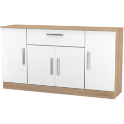 Crowndale Contrast 4 Door Single Drawer White Matt and Bardolino Oak Wide Sideboard Ready Assembled - Size: 79 x 144 x 39cm - White Matt & Bardolino O - thumbnail 4