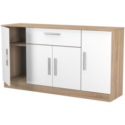 Crowndale Contrast 4 Door Single Drawer White Matt and Bardolino Oak Wide Sideboard Ready Assembled - Size: 79 x 144 x 39cm - White Matt & Bardolino O - thumbnail 7