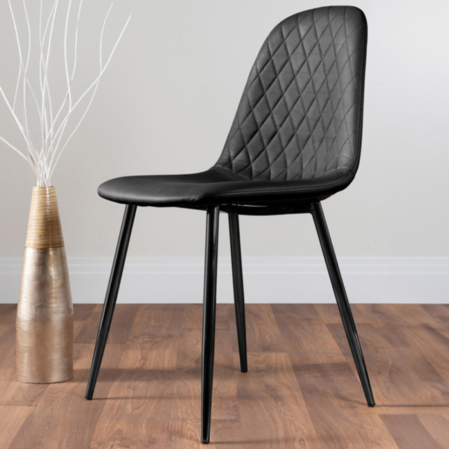 Furniturebox Solara Set of 2 Black Faux Leather Dining Chair - Wilko - image 1