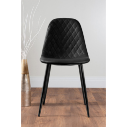 Furniturebox Solara Set of 2 Black Faux Leather Dining Chair - Wilko - thumbnail 3