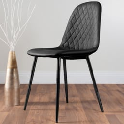 Furniturebox Solara Set of 2 Black Faux Leather Dining Chair - Wilko - thumbnail 1